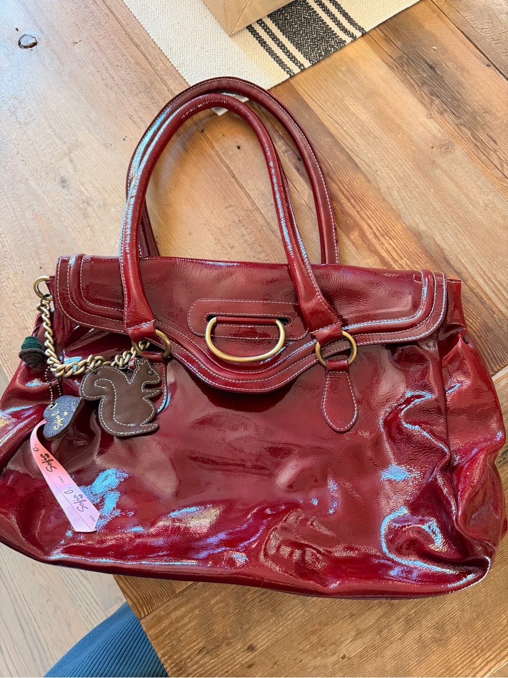 Sofia C. Patent Leather Tote Bag in Deep Red made in Italy 🇮🇹